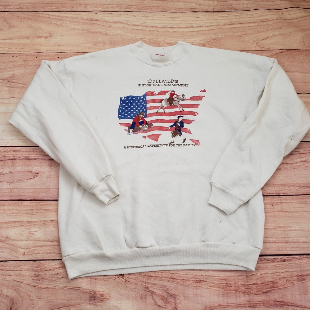 VINTAGE Idyllwilds Historical Encampment Sweatshirt Mens XL Mens Hanes 90s